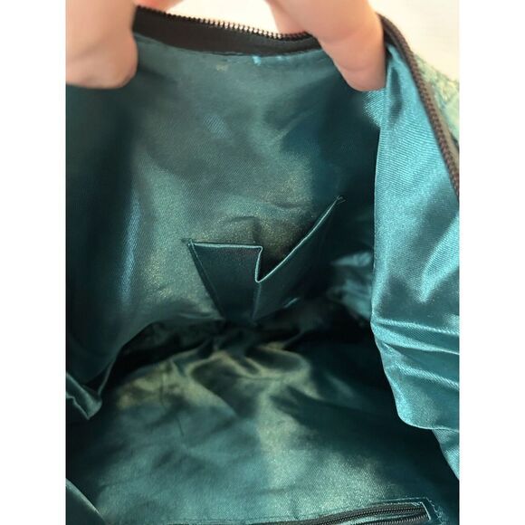 Green Beaded Embroidered Paisley Evening Bag Interchangeable Straps - Picture 5 of 8